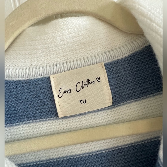 Easy Clothes Blue And Ecru Conor Stripe Sweater - Picture 3 of 5